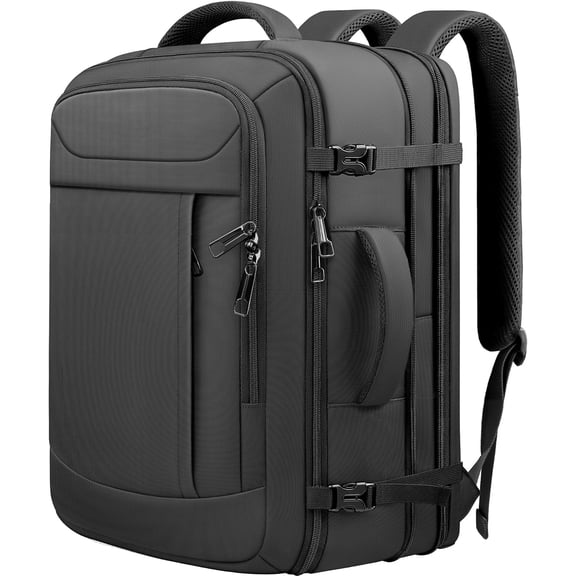 Expandable Travel Backpack 50L-60L, Carry Backpack Hiking Camping Rucksack with Wet Pocket, Anti- 19 Inch Gaming Laptop Bag for Road Trip Outdoor , Black