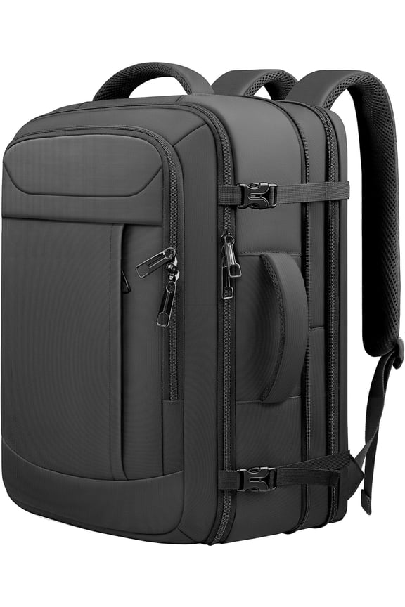 Expandable Travel Backpack 50L-60L, Carry Backpack Hiking Camping Rucksack with Wet Pocket, Anti- 19 Inch Gaming Laptop Bag for Road Trip Outdoor , Black