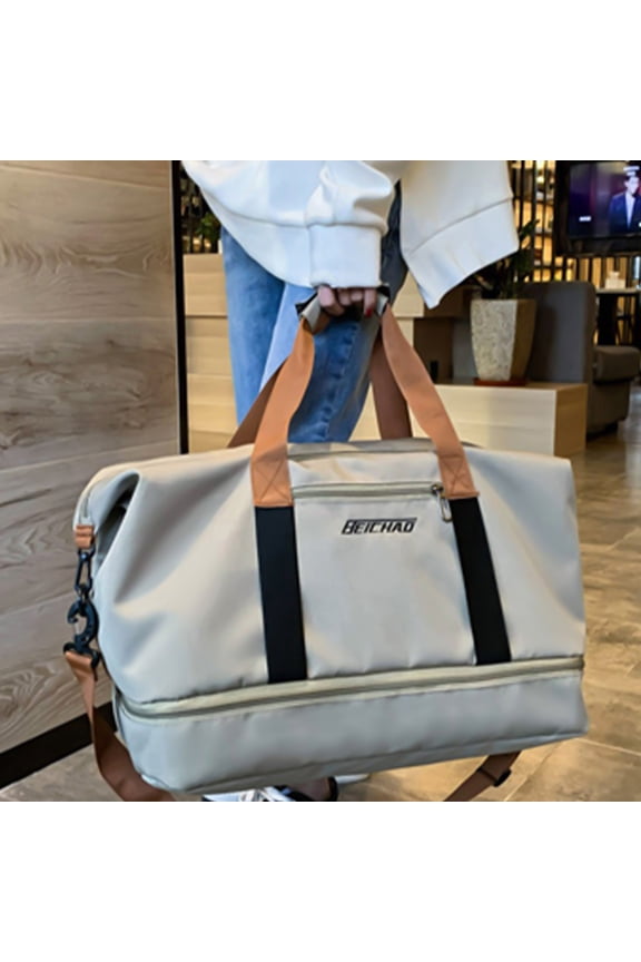 Expandable Travel Tote Bag, Large Carry On Duffel with Trolley Sleeve, Water Resistant Wet Pocket, Durable Cloth Gym Bag for Sports and Airline Travel