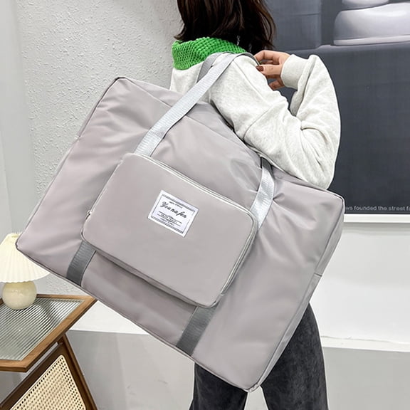 Expandable Travel Tote Bag with Trolley Sleeve and Wet Pocket for Women Gym and Carry On Use