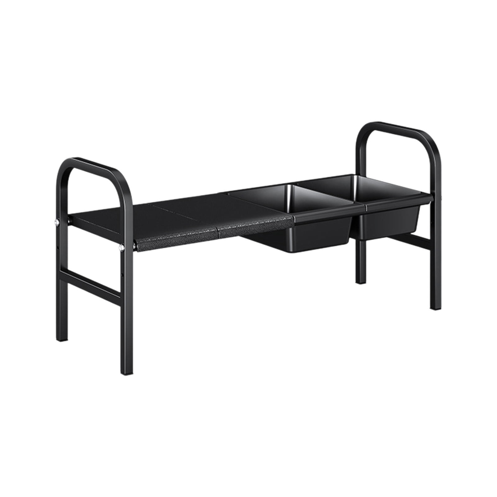 Expandable Under Sink Organizer, with Removable 2 Baskets and 2 Panels for Cabinet Sink Cloakroom Wardrobe Closet Storage(Black)