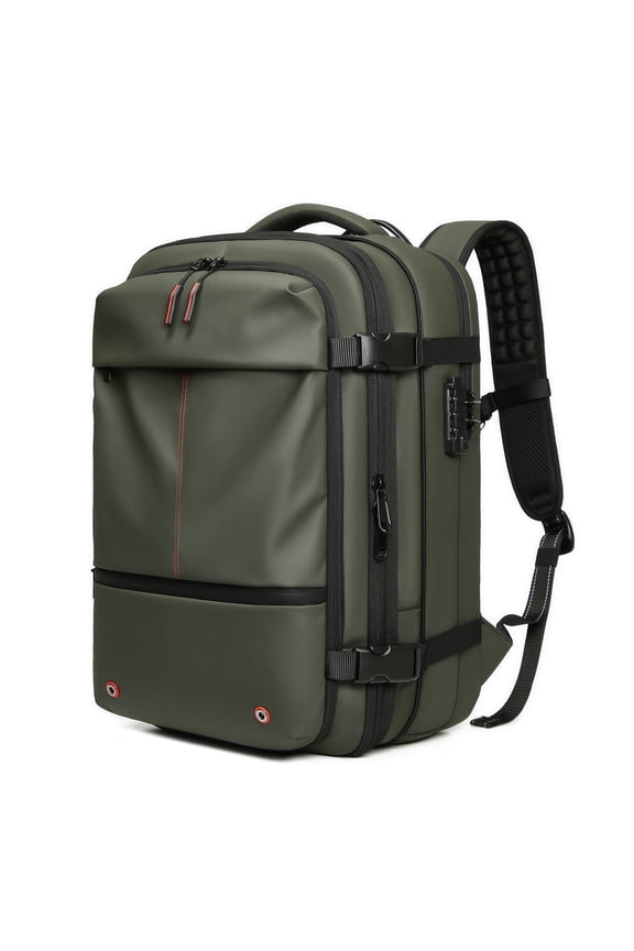 Expandable Vacuum Compression Travel Backpack 25L-60L with 17 inches / 43.18 cm Laptop Pocket Heavy Duty Rainproof Business Bag Air Valve Seal OD Green