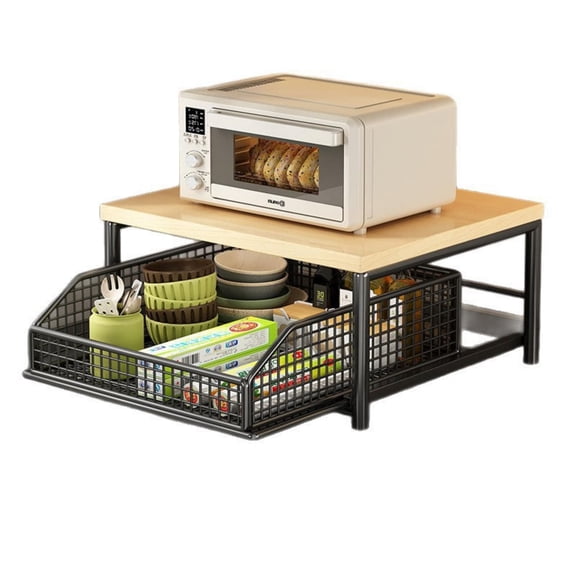 Expandable Vegetable Basket, 2-Tier Countertop Fruit and Veggie Shelf, Organizer for Kitchen, Pantry or Dining Room Storage Black