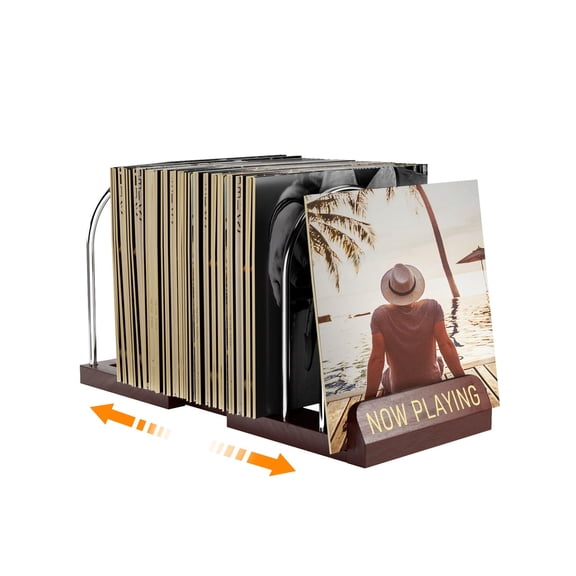 Expandable Vinyl Record Storage, 30-70 LPs Adjustable Now Playing Record Holder for Albums, Wood Now Spinning Vinyl Record Stand Display Rack Organizer, Gift Package, Effortless Assembly