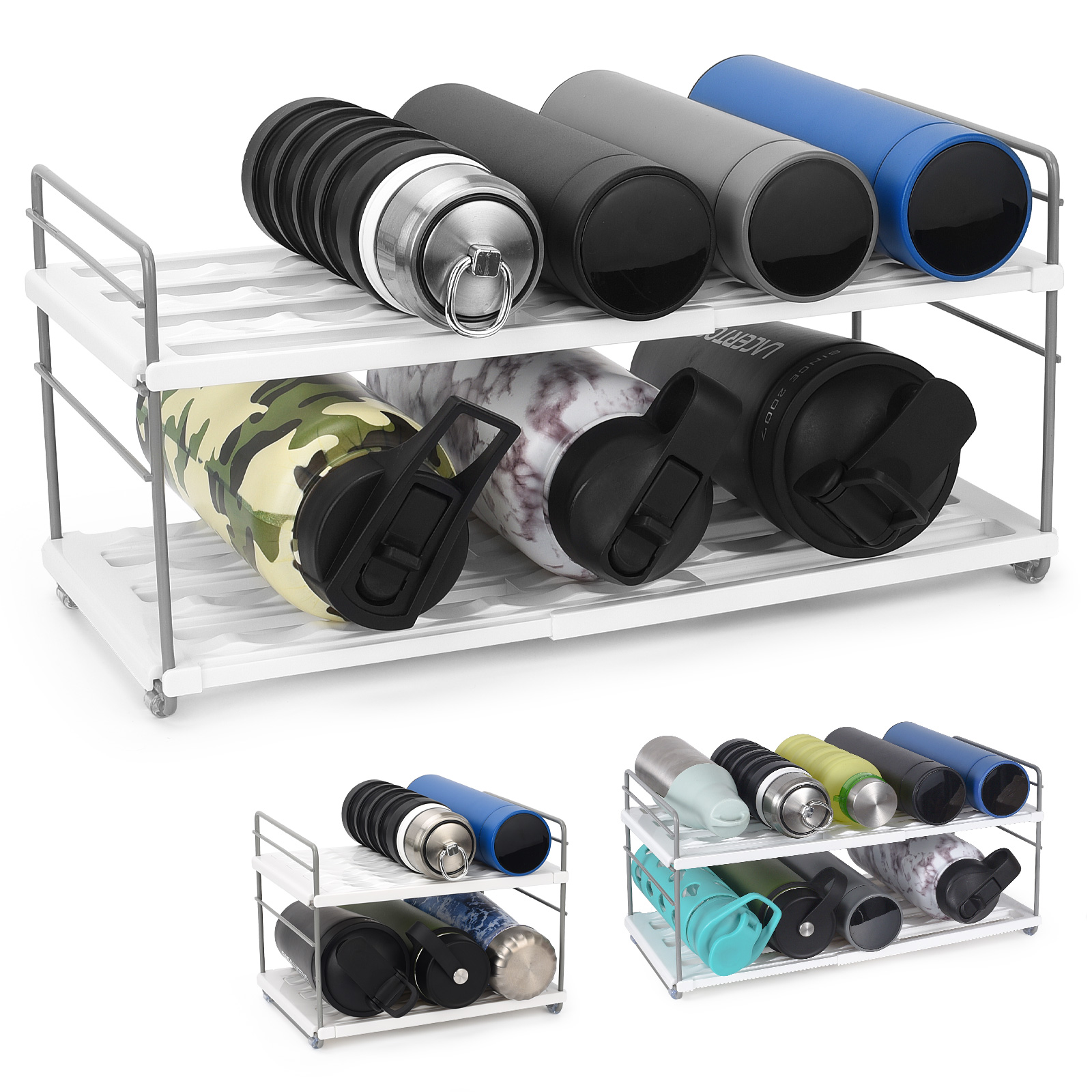Expandable Water Bottle Organizer, Water Bottle Storage Holder Rack