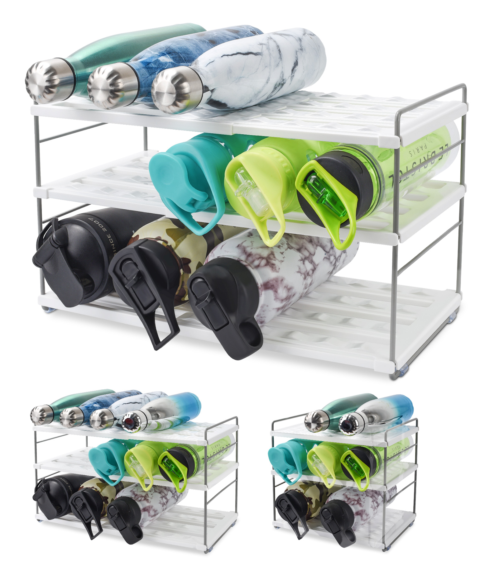 Expandable Water Bottle Storage Organizer, Height & Width Adjustable