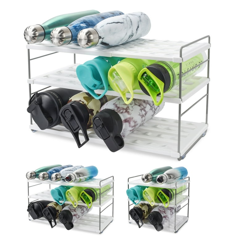Expandable Water Bottle Storage Organizer, Height & Width Adjustable Cup  Organizer For Cabinet, Water Bottle Holder Rack For Kitchen Countertop