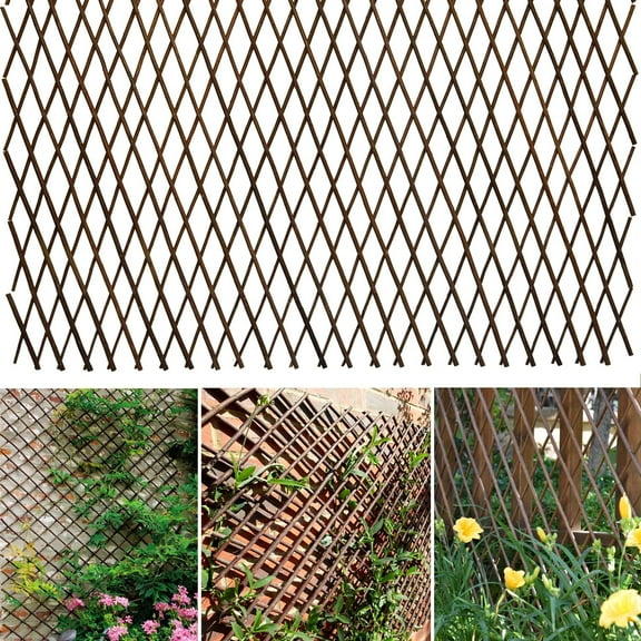 Expandable Willow Lattice Fence Panel Plant Support Garden Trellis Willow Trellis Fence for Climbing Plants Vine Ivy Rose Cucumbers Clematis Outdoors Garden Yard,36X92 Inch(4PC)$$Garden & Patio
