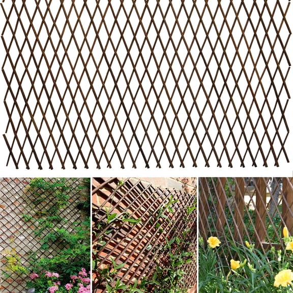 Expandable Willow Lattice Fence Panel Plant Support Trellis for Climbing Plants 36 x 92 Inch 4 Pack