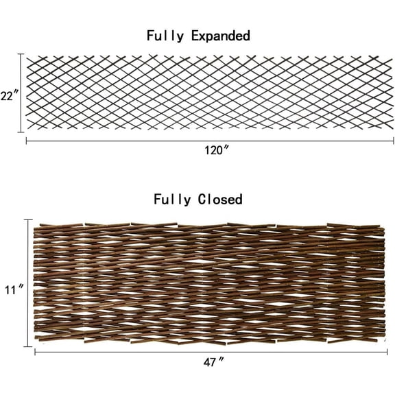 Expandable Willow Lattice Fence Panel for Climbing Plants Vine Ivy Rose Cucumbers Clematis (2)