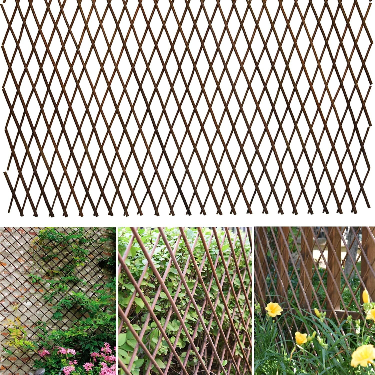 Expandable Willow Lattice Fence Panel for Climbing Plants Vine Ivy Rose