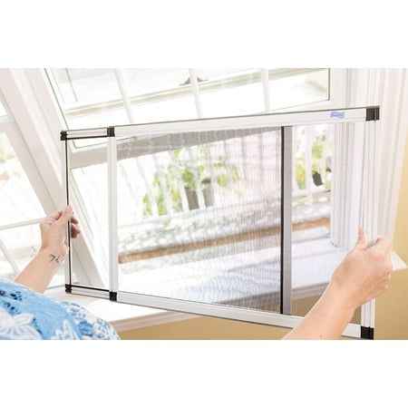 Expandable Window Screen – 15? H × 21?–40? W Horizontal, 2-Way Adjustable Window Screen with Flame Resistant Fiberglass Mesh, Pack of 2