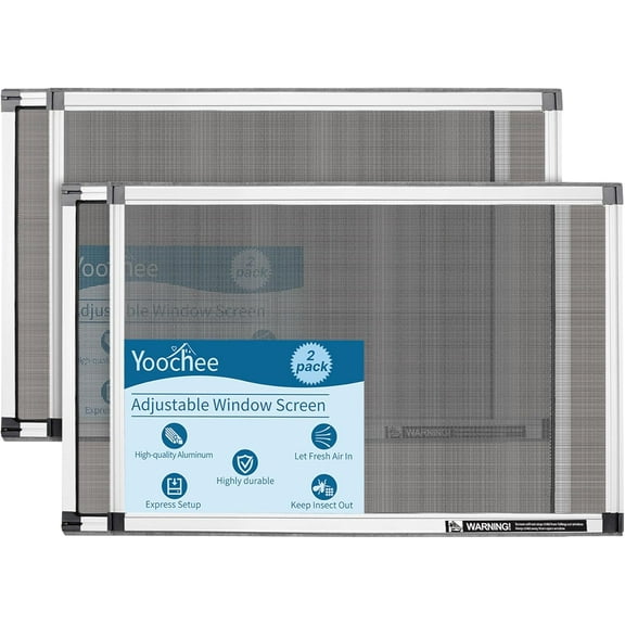 Expandable Window Screen, 2 Pack Adjustable Window Screen (15" H x 21" - 40" W) - Medium Replacement with Frame, Durable Replacement Screen for Window