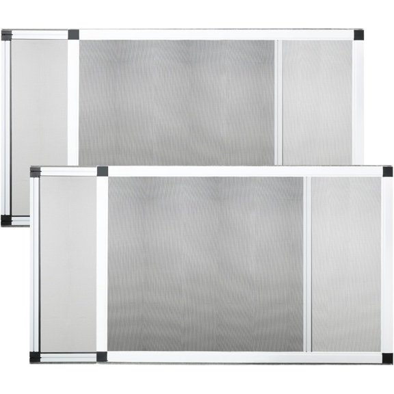 Expandable Window Screen 2 Pack - [Cat Proof Stainless Steel Mesh] Fits 21"-40" Wide x 15" High, Adjustable Aluminum Replacement Screens for Sliding Windows, White (Medium)