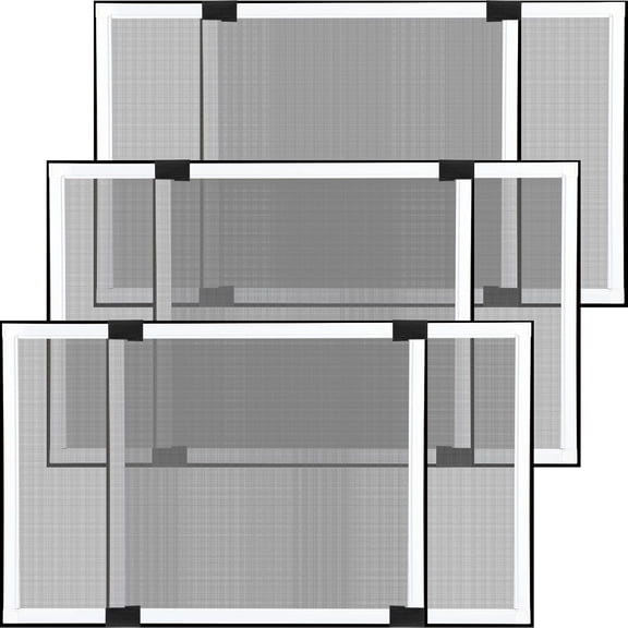 Expandable Window Screens with Aluminum Frame White Replacement Screen for Horizontal Slide Windows