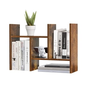 Expandable Wood Desktop Storage Organizer Multipurpose Desk Bookshelf Display Shelf Rack Counter Top Bookcase for Office Home | Natural Beige
