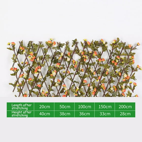 Expandable Wood Trellis with Artificial Rose Flowers for Garden Wall Decoration,Telescopic Fence Panel with Silk Leaves for Privacy Screen