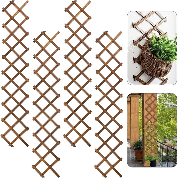Expandable Wood Wall Trellis for Climbing Plants 13 x 78 Inches 4 Packs