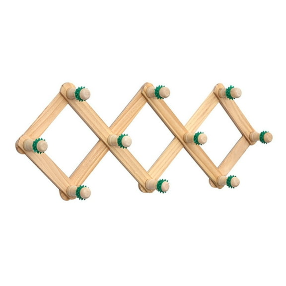 Expandable Wooden Coat Rack Wall Mount Hanger with Pegs for Hats and Mugs Space Saving Baseball Caps Organiser