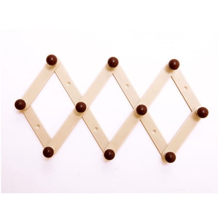 Expandable Wooden Hanging Rack for Hat, Coat, Keys,Bags,Coffee Mugs Wall Rack