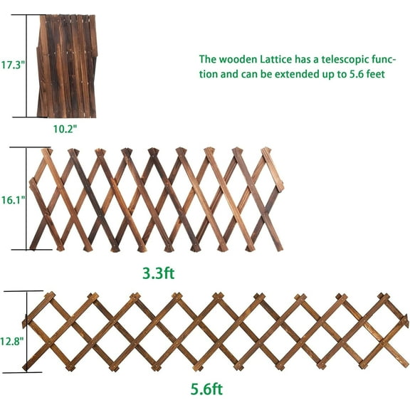 Expandable Wooden Lattice Panels for Outdoor Garden Trellis Wall Decor 4Pack