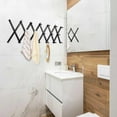 thumbnail image 1 of Expandable Wooden Wall Rack with 20 Hooks - Space-Saving Coat Rack for Hats, Mugs, Jewelry (Black), 1 of 5