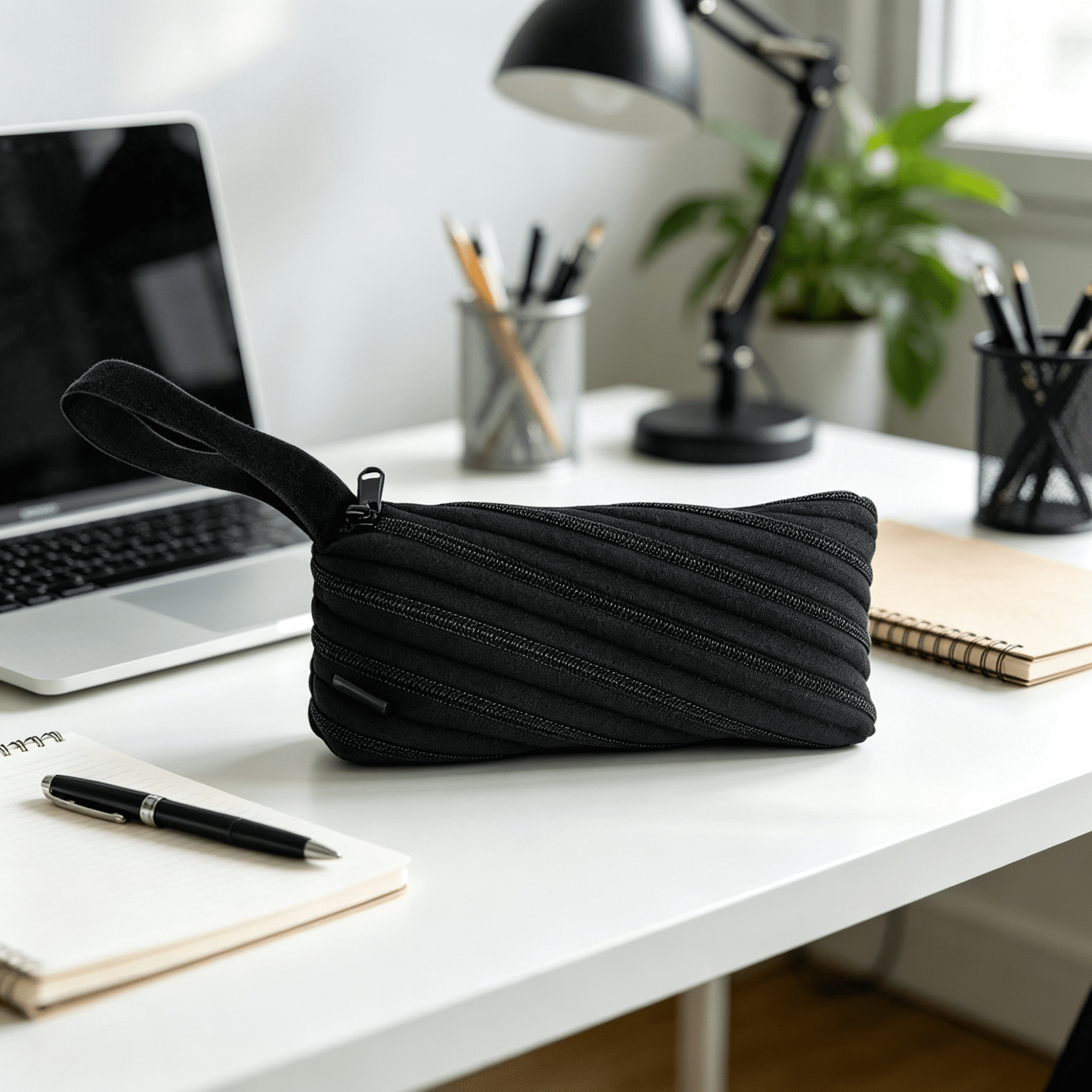 Expandable Zipper Pencil Case with Wrist Strap, Large Capacity Pen Pouch, Portable Stationery Organizer for School, Office and Travel