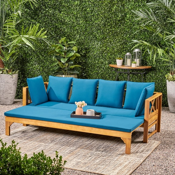 Expandable daybed with rustic X-frame / Suitable for outdoor lounging