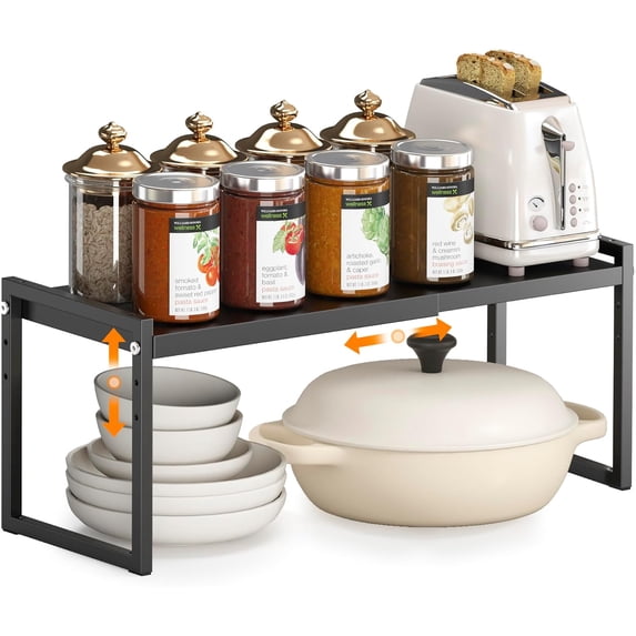 Expandable kitchen Countertop Organizer, Stackable Cabinet Shelf ...