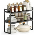 thumbnail image 1 of Expandable kitchen Countertop Organizer, Stackable Cabinet Shelf Organizers, Space Saving Spice Rack Pantry Storage for Bathroom Office Organization (Black, 2 Pack), 1 of 13
