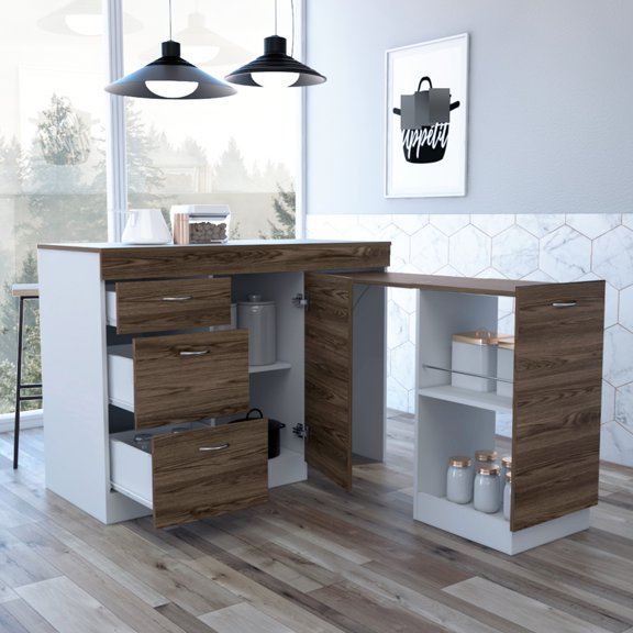 Expandable with 20" W x 45" L Top Surface | Kitchen Storage, Particle Board Filler