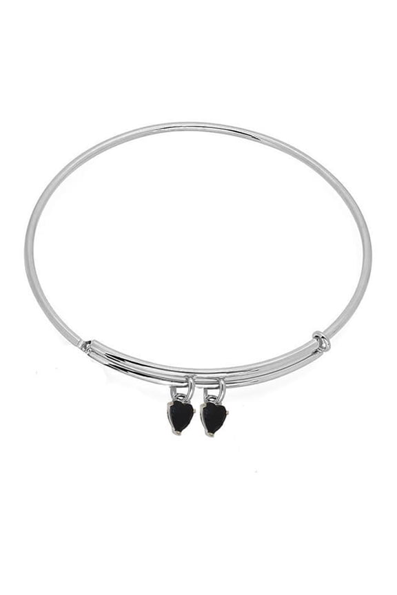 Expandble Bangle in Sterling & Crystal Heart Charm