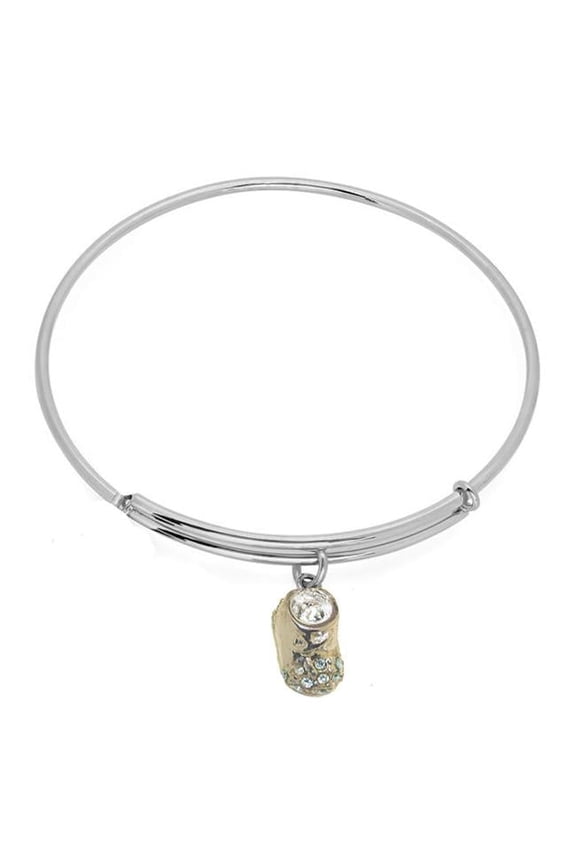 Expandble Bracelet in Sterling Plate & Sterling Charm Blue Shoe