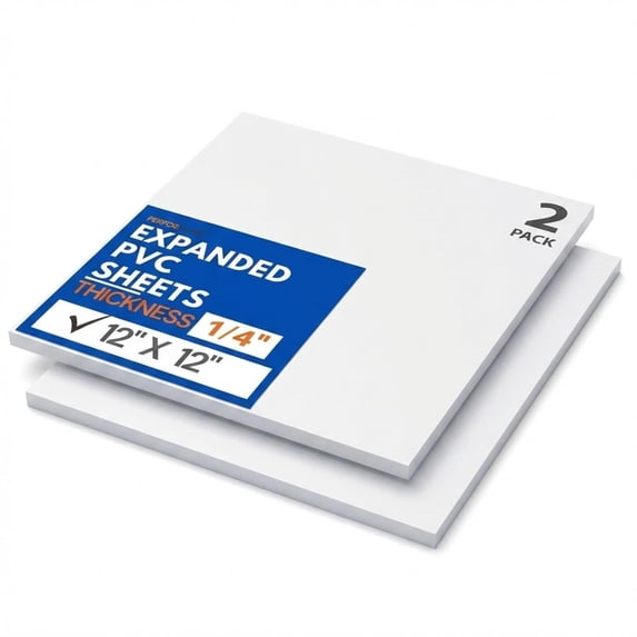 Expanded PVC Sheet – 2 Pack – Lightweight Rigid Foam – 6mm (1/4 inch) – 12 x 12 inches – White – Ideal for Signage, Displays, and Digital/Screen Printing, Non-Porous
