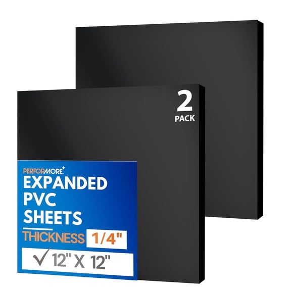 Expanded PVC Sheet Lightweight Rigid Foam 6mm (1/4Inch) 12 x 12 inches Black Ideal for Signage, Displays, and Digital/Screen Printing (2 Pack)