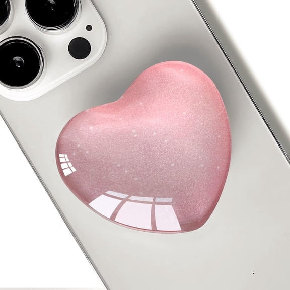 Expandiing Mobile Cell Phone Grip Heart Shape Glass Holder for Smartphones, Cellphone Collapsible Stand