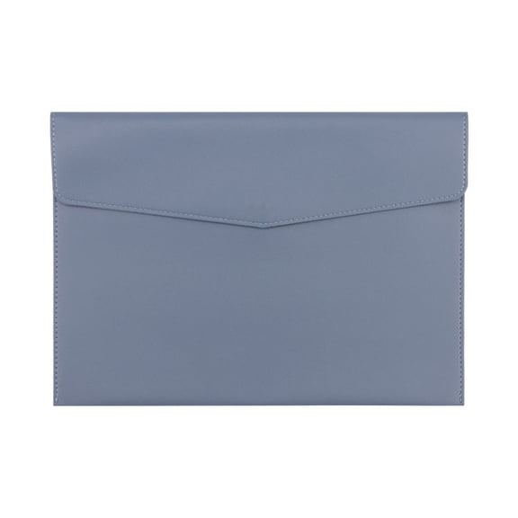 Expanding A4 Document File PU Leather Envelope Case Holder-Large Size Pockets for Paper Bills Stationery Tablet and PC, Work Study Traveling (Light Blue)