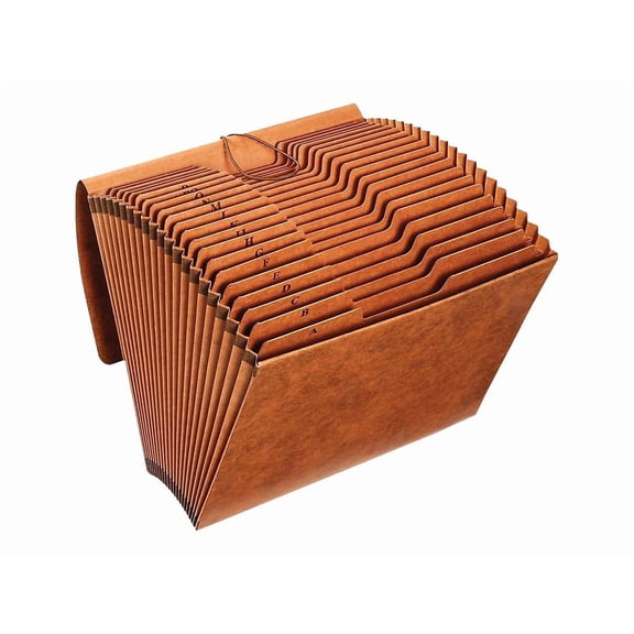 Expanding Accordion Folder with Flap A-Z File Organizer Brown Letter Size