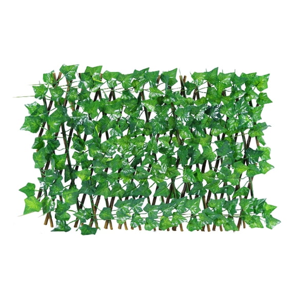 Expanding Artificial Fence, Retractable Privacy Screen with Greenery, 7.5 ft Stretchable Wall Cover for Indoor Outdoor Decor(B)