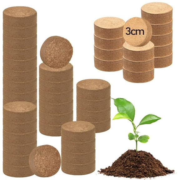 Expanding Coir Fiber Potting Soil-50 Pcs Nursery Compressed Organic Plant Soil,Coco Coir Pellet Fiber Soil Indoor Seed Starters Kit for Window Herb Flower Microgreens Succulent