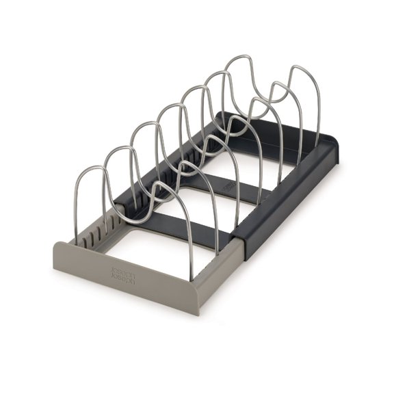 Expanding Drawer Organizer Rack for Cookware & Utensils, Adjustable Length 12" to 22" with Scratch-Proof Dividers