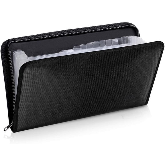 Expanding File Folder (11.4"x6.7") A5 Size Document Organizer Fireproof  Bag 13 Pockets Zipper Closure Portable Filing Wallet Holder Storage for Check,Bill,Receipts,Tickets