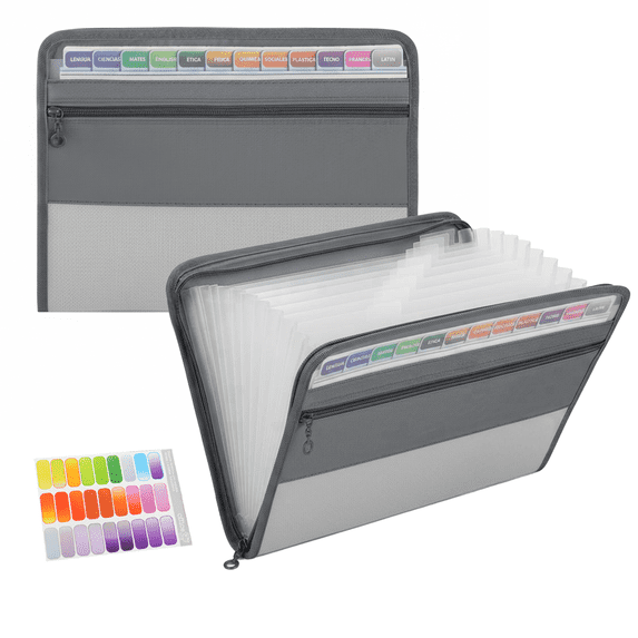 Expanding File Folder 13 Pockets with Zipper Closure, TRANBO Letter/A4 ...