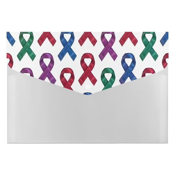 Expanding File Folder 6 Pocket Organizer Waterproof Filing System for Documents Travel Portable Briefcase File Holder for Office Cancer Awareness Ribbon Pattern - Jewel Tones