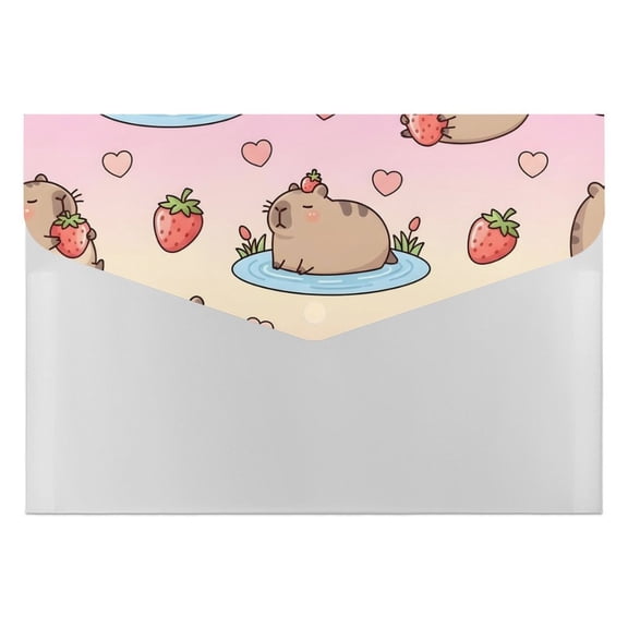 Expanding File Folder 6 Pocket Organizer Waterproof Filing System for Documents Travel Portable Briefcase File Holder for Office Pusheen Capybara Pattern