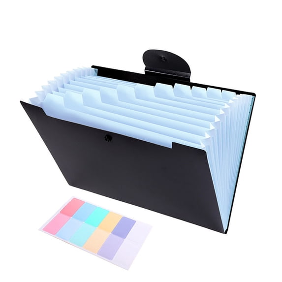 Expanding File Folder, Cosmug 12 Pockets Accordion File Organizer, Document Organizer, Portable A4 Size Filing Folder, for Back to School, Students and Office (Blue)