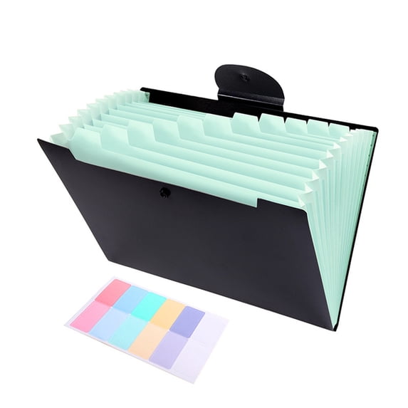 Expanding File Folder, Cosmug 12 Pockets Accordion File Organizer, Document Organizer, Portable A4 Size Filing Folder, for Back to School, Students and Office (Light Green)