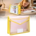 thumbnail image 1 of Expanding File Folder, Expandable Plastic File Folders Transparent Document Bags, Snap Button Closure Large Capacity Clear Envelope Pouches with Label Pocket Yellow 1Pcs - A4, 1 of 9
