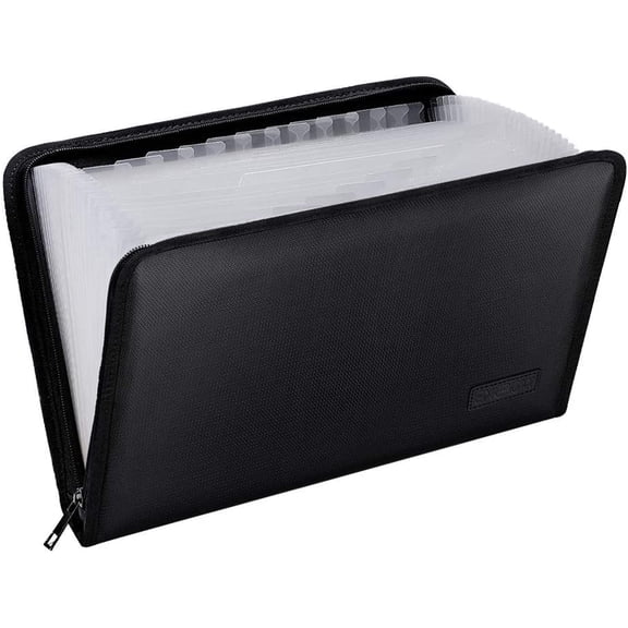 Expanding File Folder Important Document Organizer Fireproof and Waterproof Document Bag with A4 Size 13 Pockets Zipper Closure Non-Itchy Silicone Coated Portable Filing Wallet Pouch(Silver)