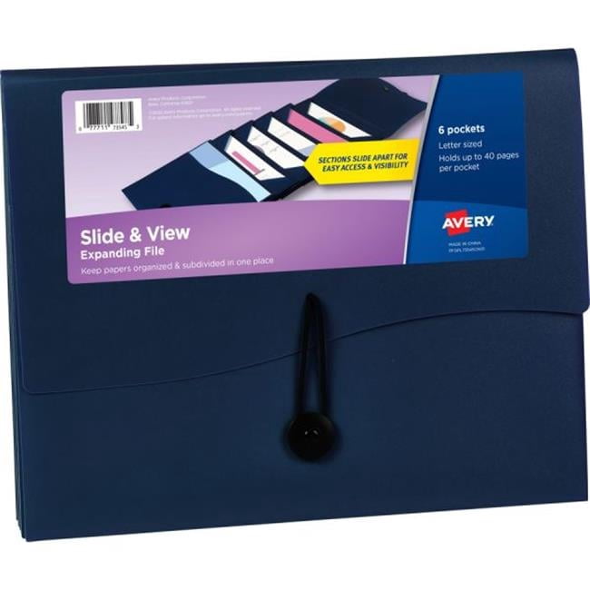 Expanding File Folder, Navy - Pack of 6